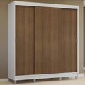 Guarda-Roupa Casal com Pés 3 Portas de Correr Branco/Rustic Reno Madesa