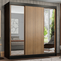 Guarda-Roupa Casal Madesa Reno 3 Portas de Correr com Espelhos Preto/Rustic