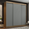 Guarda-Roupa Casal Madesa Reno 3 Portas de Correr Rustic/Cinza