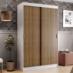 Guarda-Roupa Solteiro Madesa Tokio 2 Portas de Correr 2 Gavetas Branco/Rustic