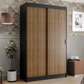 Guarda-Roupa Solteiro Madesa Tokio 2 Portas de Correr 2 Gavetas Preto/Rustic