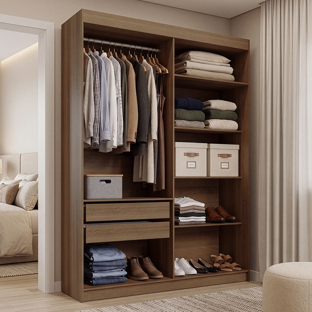 Guarda-Roupa Closet 2 Gavetas 121 cm Rustic Venus Madesa
