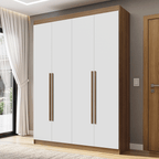 Guarda-Roupa Solteiro 4 Portas Batentes Rustic/Branco/Rustic Venus Madesa