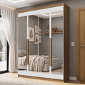 Guarda-Roupa Solteiro 4 Portas Batentes com Espelhos Rustic/Branco/Rustic Venus Madesa