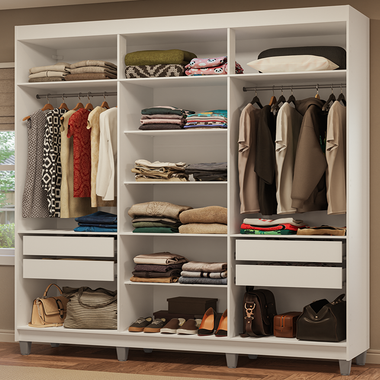 Guarda-Roupa Closet com Pés 4 Gavetas 180cm Branco Venus Madesa