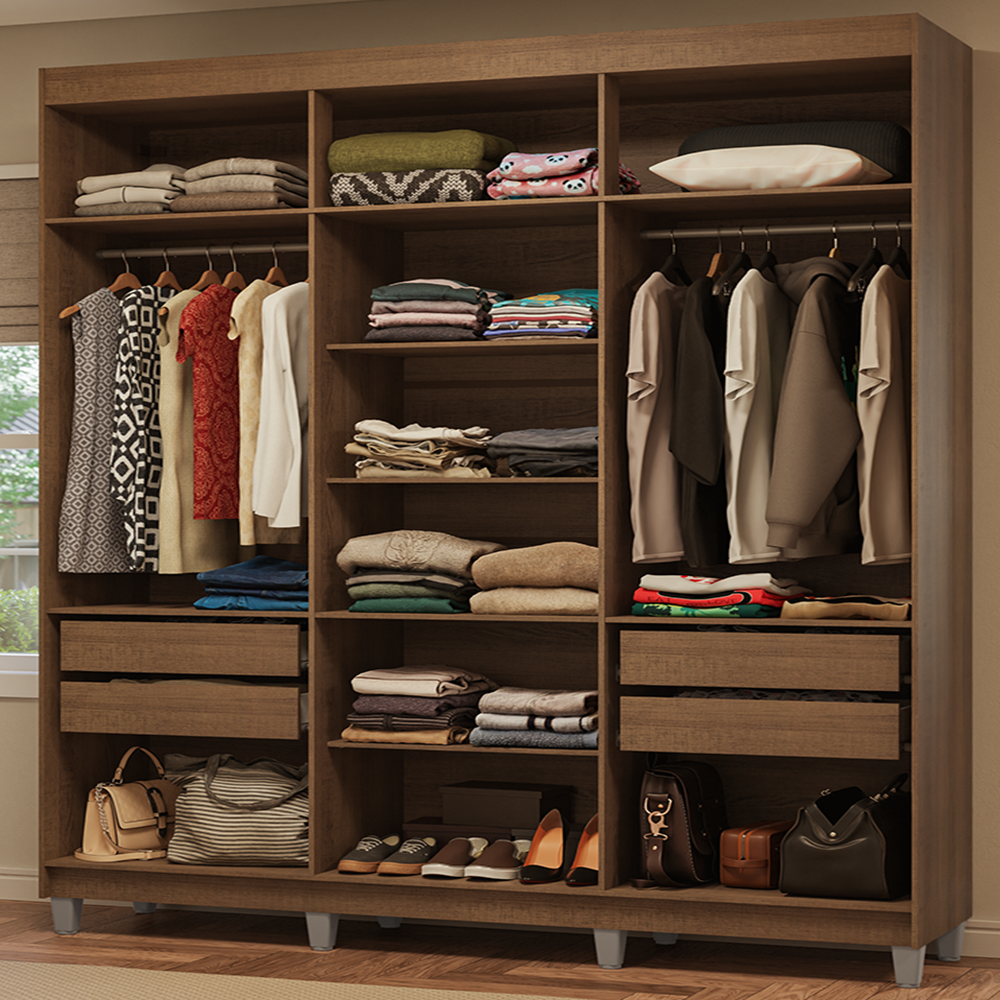 Guarda-Roupa Closet com Pés 4 Gavetas 180cm Rustic Venus Madesa