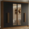 Guarda-Roupa Casal 6 Portas Batentes com Espelho Rustic/Preto/Rustic Venus Madesa