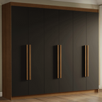 Guarda-Roupa Casal 6 Portas Batentes Rustic/Preto/Rustic Venus Madesa