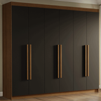 Guarda-Roupa Casal 6 Portas Batentes Rustic/Preto/Rustic Venus Madesa