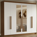 Guarda-Roupa Casal 6 Portas Batentes com Espelho Rustic/Branco/Rustic Venus Madesa