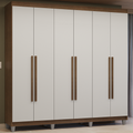 Guarda-Roupa Casal com Pés 6 Portas Batentes Rustic/Branco/Rustic Venus Madesa
