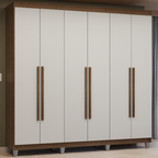 Guarda-Roupa Casal com Pés 6 Portas Batentes Rustic/Branco/Rustic Venus Madesa