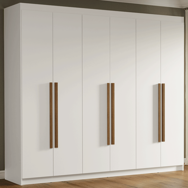 Guarda-Roupa Casal 6 Portas Batentes Branco/Branco/Rustic Venus Madesa