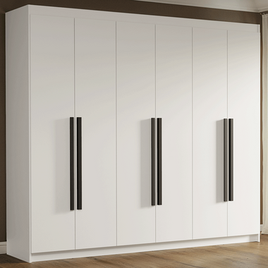 Guarda-Roupa Casal 6 Portas Batentes Branco/Branco/Preto Venus Madesa