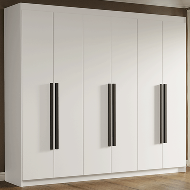 Guarda-Roupa Casal 6 Portas Batentes Branco/Branco/Preto Venus Madesa