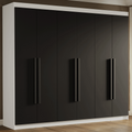 Guarda-Roupa Casal 6 Portas Batentes Branco/Preto/Preto Venus Madesa