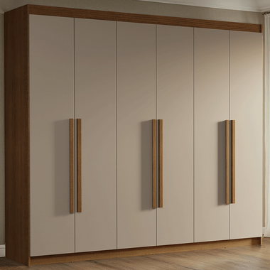 Guarda-Roupa Casal 6 Portas Batentes Rustic/Crema/Rustic Venus Madesa