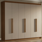 Guarda-Roupa Casal 6 Portas Batentes Rustic/Crema/Rustic Venus Madesa