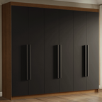 Guarda-Roupa Casal 6 Portas Batentes Rustic/Preto/Preto Venus Madesa