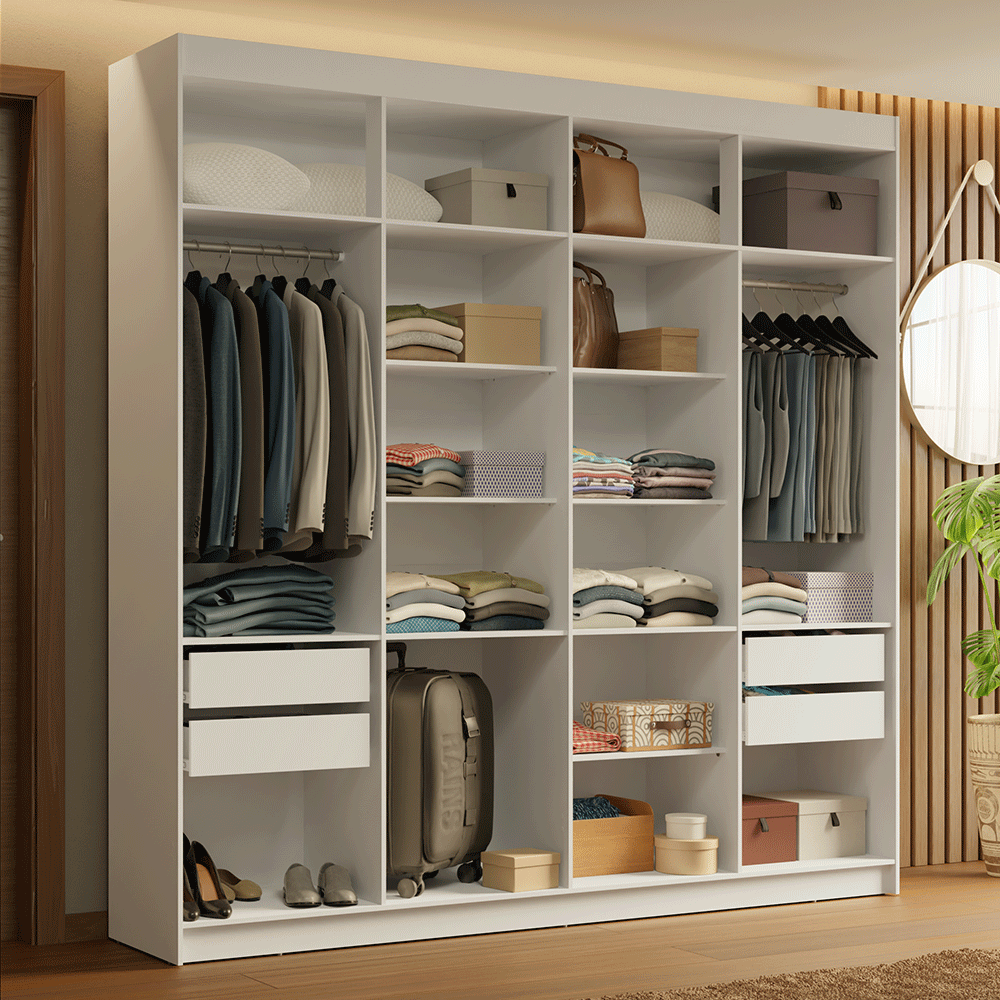 Guarda-Roupa Closet 4 Gavetas 216 cm Branco Venus Madesa