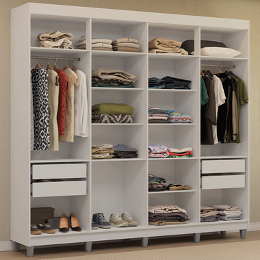 Guarda-Roupa Closet com Pés 4 Gavetas 216cm Branco Venus Madesa