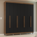 Guarda-Roupa Casal com Pés 8 Portas Batentes Rustic/Preto/Rustic Venus Madesa