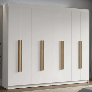 Guarda-Roupa Casal 8 Portas Batentes Branco/Branco/Rustic Venus Madesa