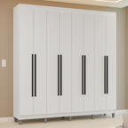 Guarda-Roupa Casal com Pés 8 Portas Batentes Branco/Branco/Preto Venus Madesa