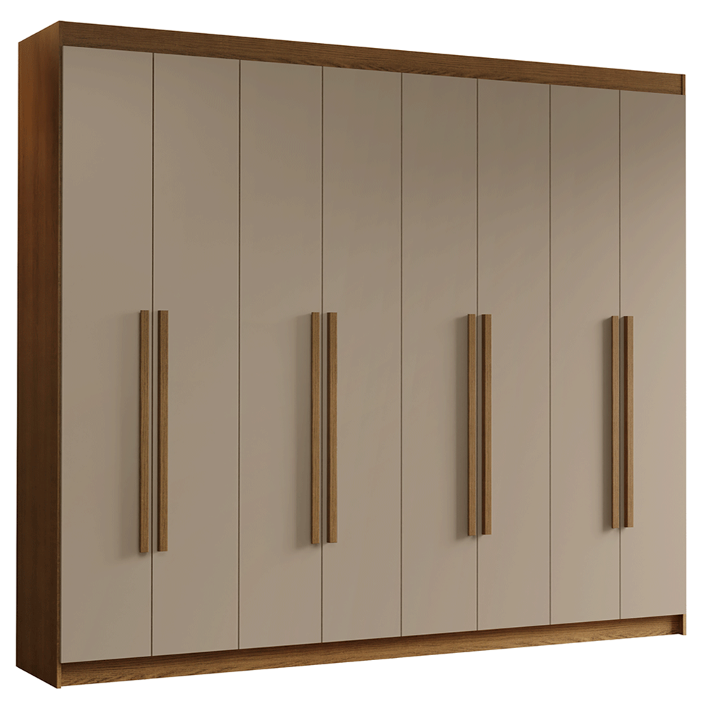 Guarda-Roupa Casal 8 Portas Batentes Rustic/Crema/Rustic Venus Madesa