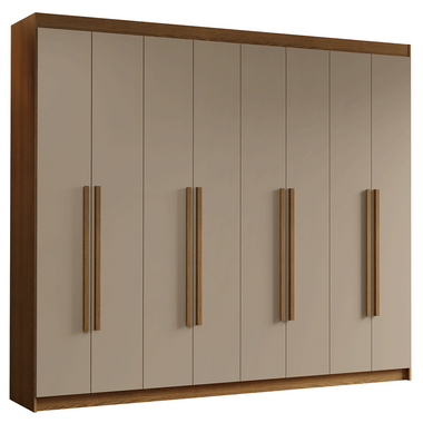 Guarda-Roupa Casal 8 Portas Batentes Rustic/Crema/Rustic Venus Madesa