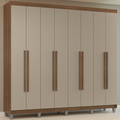 Guarda-Roupa Casal com Pés 8 Portas Batentes Rustic/Crema/Rustic Venus Madesa