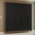 Guarda-Roupa Casal com Pés 8 Portas Batentes Rustic/Preto/Preto Venus Madesa