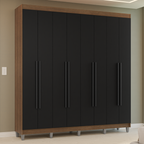 Guarda-Roupa Casal com Pés 8 Portas Batentes Rustic/Preto/Preto Venus Madesa