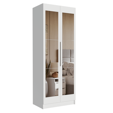 Guarda-Roupa Modulado 2 Portas com Espelho 4 Prateleiras 1 Cabideiro Branco Neo Madesa