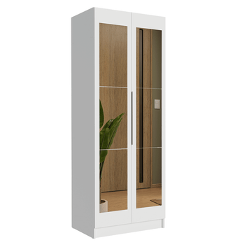 Guarda-Roupa Modulado 2 Portas com Espelho 2 Gavetas 1 Cabideiro Branco Neo Madesa