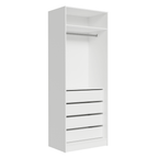 Guarda-Roupa Modulado 2 Portas 4 Gavetas 1 Cabideiro Branco Neo Madesa