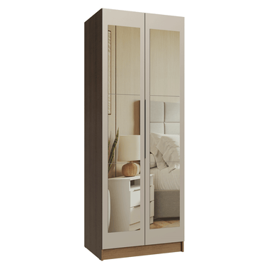 Guarda-Roupa Modulado 2 Portas com Espelho 4 Gavetas 1 Cabideiro Rustic/Crema Neo Madesa