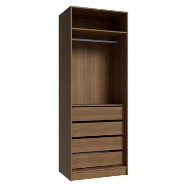 Guarda-Roupa Modulado 2 Portas 4 Gavetas 1 Cabideiro Rustic/Crema Neo Madesa