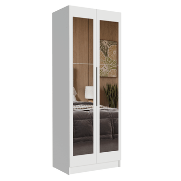 Guarda-Roupa Modulado 2 Portas com Espelho 4 Gavetas 4 Prateleiras Branco Neo Madesa