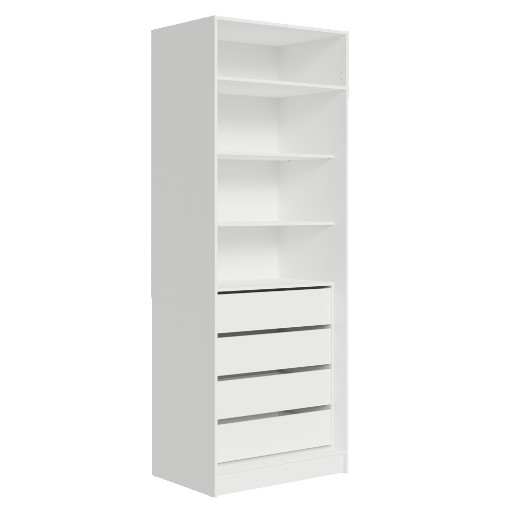 Guarda-Roupa Modulado 2 Portas com Espelho 4 Gavetas 4 Prateleiras Branco Neo Madesa
