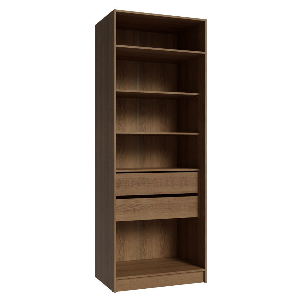 Guarda-Roupa Modulado 2 Portas com Espelho 2 Gavetas 4 Prateleiras Rustic/Crema Neo Madesa
