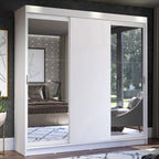 Guarda-Roupa Casal Madesa Istambul 3 Portas de Correr com Espelhos 3 Gavetas Branco