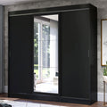 Guarda-Roupa Casal Madesa Istambul 3 Portas de Correr com Espelho 3 Gavetas Preto