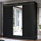 Guarda-Roupa Casal Madesa Istambul 3 Portas de Correr com Espelho 3 Gavetas Preto