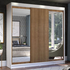 Guarda-Roupa Casal Madesa Istambul 3 Portas de Correr com Espelhos 3 Gavetas Branco/Rustic