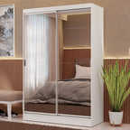 Guarda-Roupa 2 Portas de Correr de Espelho Branco Max Madesa