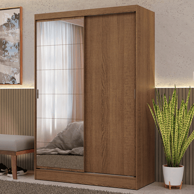 Guarda-Roupa 2 Portas de Correr com Espelho Rustic Max Madesa