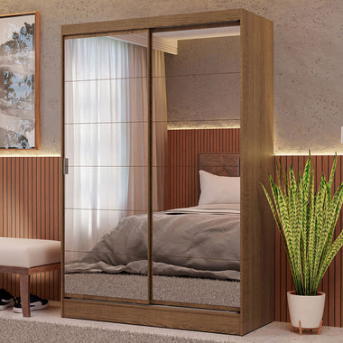 Guarda-Roupa 2 Portas de Correr de Espelho Rustic Max Madesa