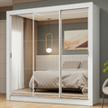 Guarda-Roupa Casal 3 Portas de Correr de Espelho Branco Nobre Madesa