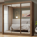 Guarda-Roupa Casal 3 Portas de Correr de Espelho Rustic Nobre Madesa